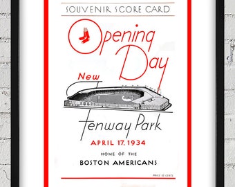 1934 Vintage Boston Red Sox - Boston Americans Opening Day Program Cover - Digital Reproduction
