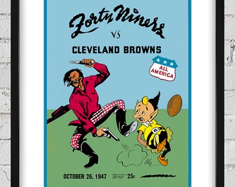 1947 Vintage Cleveland Browns - San Francisco 49ers Football Program Cover - Digital Reproduction