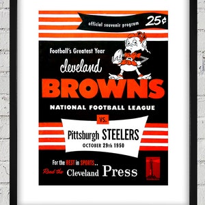 1950 Vintage Pittsburgh Steelers - Cleveland Browns Football Program Cover - Digital Reproduction
