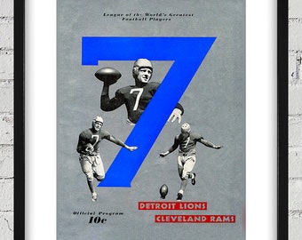 1939 Vintage Detroit Lions - Cleveland Rams Football Program Cover - Digital Reproduction
