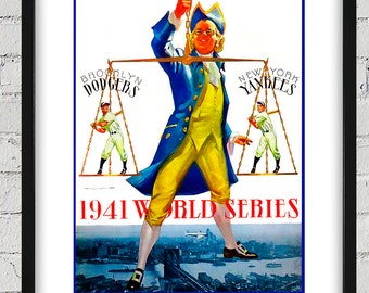 1941 Vintage Brooklyn Dodgers - New York Yankees World Series Program Cover - Digital Reproduction