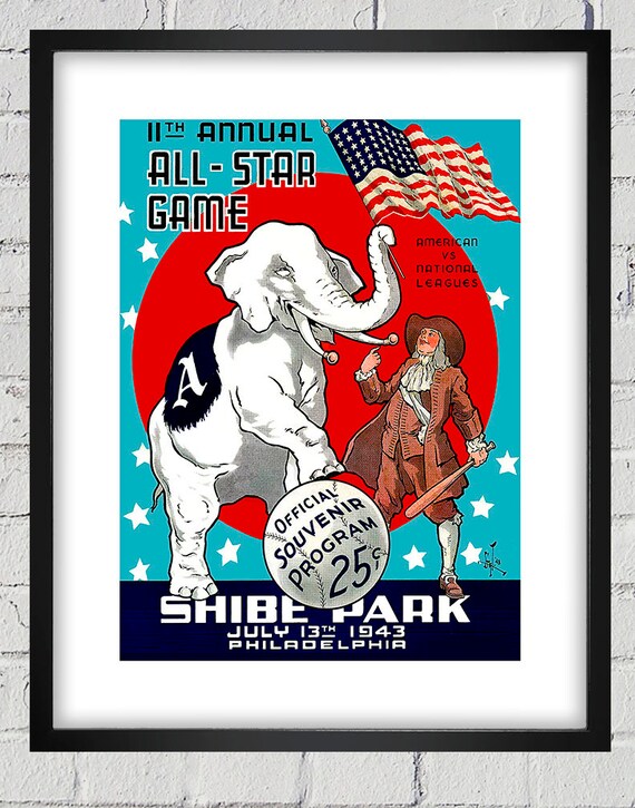 1943 Vintage All-Star Game Program Cover -Shibe Park, Philadelphia, PA - Digital Reproduction