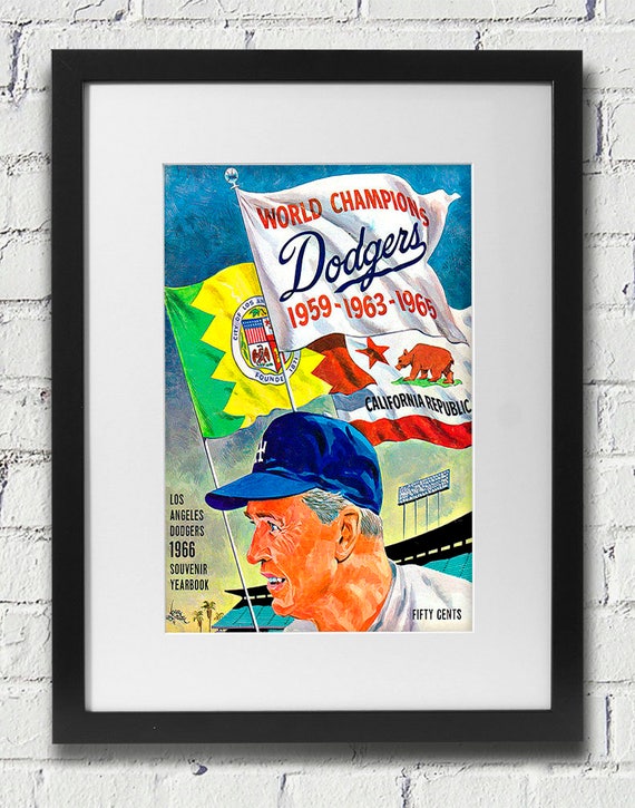 1966 Vintage Los Angeles Dodgers Program Cover - Walter Alston - Digital Reproduction