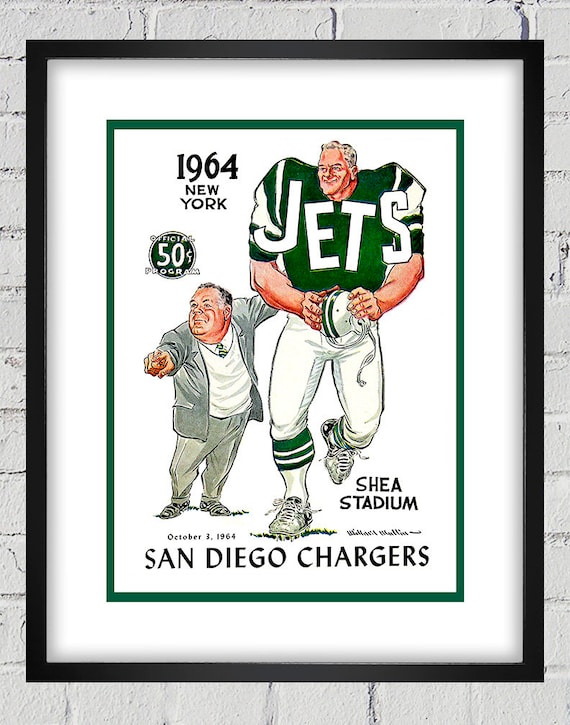 1964 Vintage New York Jets - San Diego Chargers Football Program Cover - Digital Reproduction