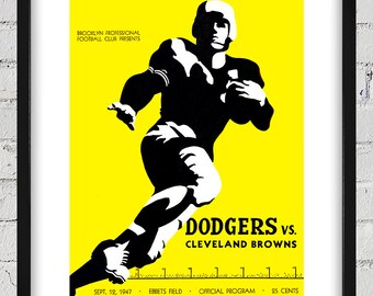 1947 Vintage Cleveland Browns - Brooklyn Dodgers Football Program Cover - Digital Reproduction