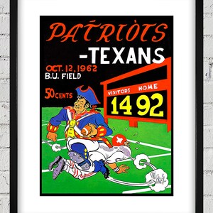 1962 Vintage Boston Patriots - Dallas Texans Football Program Cover - Digital Reproduction
