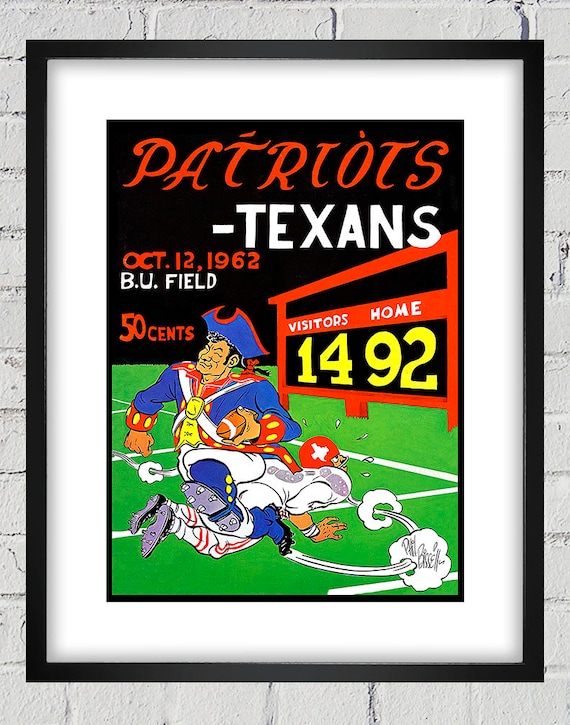 1962 Vintage Boston Patriots - Dallas Texans Football Program Cover - Digital Reproduction