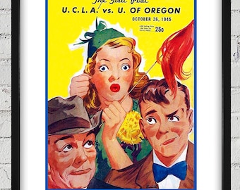 1945 Vintage University of Oregon Ducks - UCLA Bruins Football Program Cover - Digital Reproduction