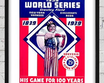 1939 Vintage New York Yankees - Cincinnati Reds World Series Program Cover - Digital Reproduction