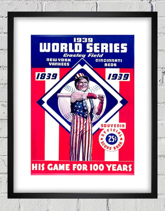 1939 Vintage New York Yankees - Cincinnati Reds World Series Program Cover - Digital Reproduction