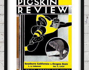 1929 Vintage Oregon State Beavers - USC Trojans Football Program Cover - Digital Reproduction