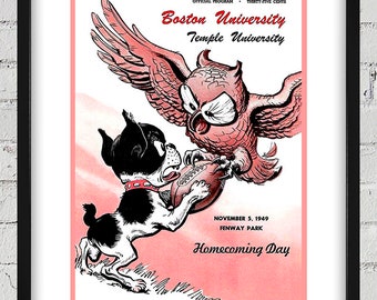 1949 Vintage Boston University Terriers -Temple University Owls Football Program Cover - Digital Reproduction