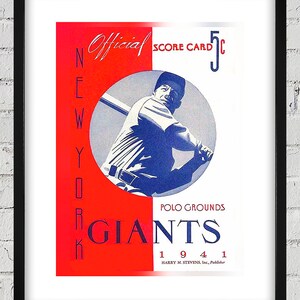 1941 Vintage New York Giants Baseball Program Cover - Digital Reproduction