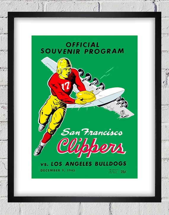 1945 Vintage Los Angeles Bulldogs - San Francisco Clippers Football Program Cover - Digital Reproduction