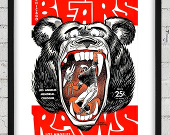 1961 Vintage Chicago Bears - Los Angeles Rams Football Program Cover - Digital Reproduction