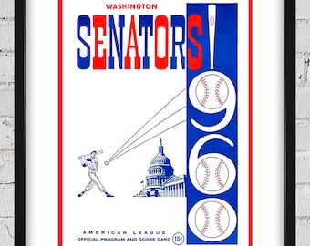 1960 Vintage Washington Senators Scorecard Cover - Digital Reproduction