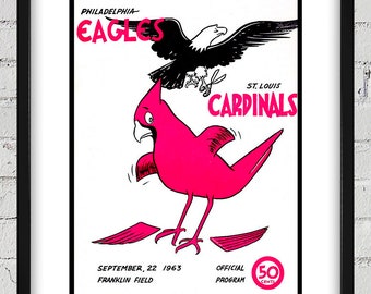 1963 Vintage St Louis Cardinals - Philadelphia Eagles Football Program Cover - Digital Reproduction