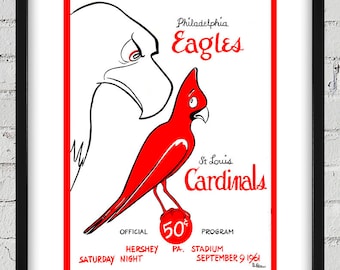 1961 Vintage St Louis Cardinals - Philadelphia Eagles Football Program  Cover - Digital Reproduction - Print or Matted or Framed