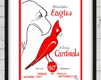 1961 Vintage St Louis Cardinals - Philadelphia Eagles Football Program Cover - Digital Reproduction