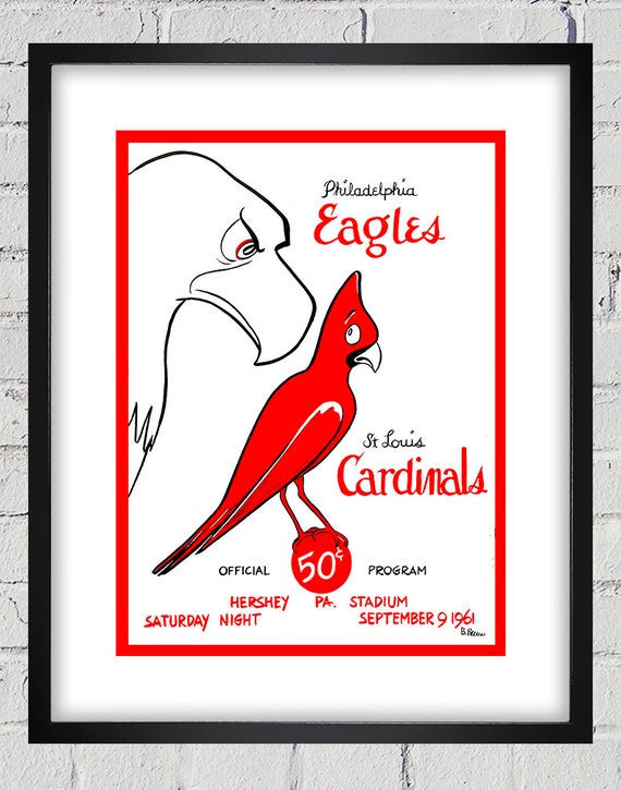 1961 Vintage St Louis Cardinals - Philadelphia Eagles Football Program  Cover - Digital Reproduction - Print or Matted or Framed