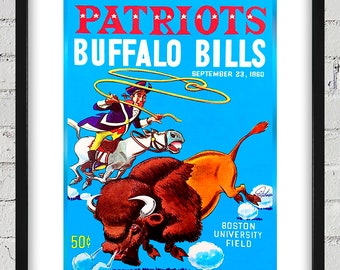1960 Vintage Boston Patriots - Buffalo Bills Football Program Cover - Digital Reproduction