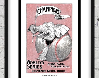 1913 Vintage New York Giants - Philadelphia Athletics World Series Program Cover - Digital Reproduction