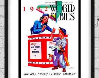1942 Vintage Yankees-Cardinals World Series Program Cover - Digital Reproduction
