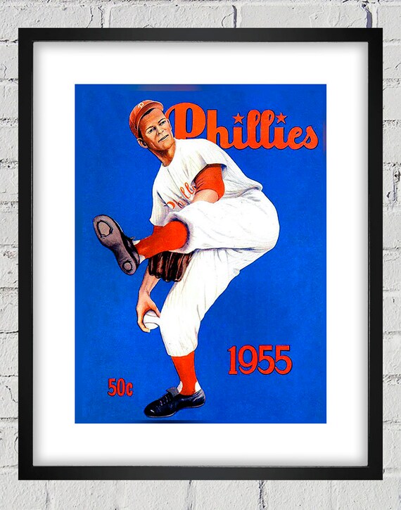 1955 Vintage Philadelphia Phillies Yearbook Cover - Digital Reproduction -  Print or Matted or Framed