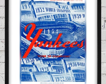 1953 Vintage New York Yankees Scorecard Cover - Home of Champions - Digital Reproduction