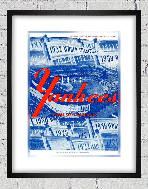 1953 Vintage New York Yankees Scorecard Cover - Home of Champions - Digital Reproduction