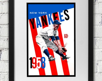 1958 Vintage New York Yankees Yearbook Cover - Digital Reproduction