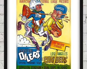 1960 Vintage Los Angeles Charges - Houston Oilers Football Program - Digital Reproduction