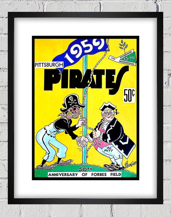 1959 Vintage Pittsburgh Pirates Baseball Yearbook Cover - 50th Anniversary Forbes Field - Digital Reproduction