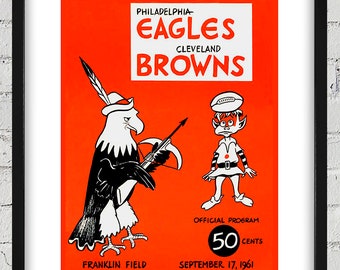 1961 Vintage Cleveland Browns - Philadelphia Eagles Football Program Cover - Digital Reproduction