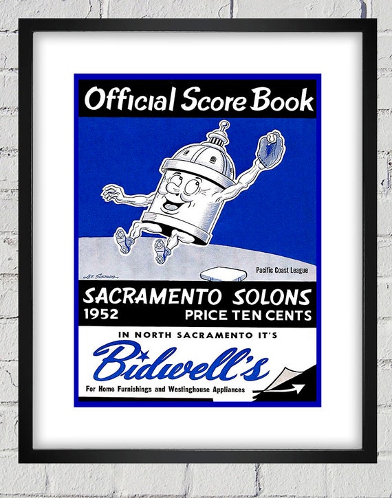 1952 Vintage Sacramento Solons Baseball ScoreBook Cover - Digital Reproduction