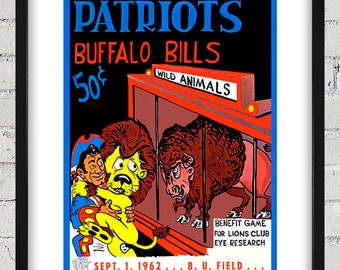 1962 Vintage Buffalo Bills - Boston Patriots Football Program Cover - Digital Reproduction