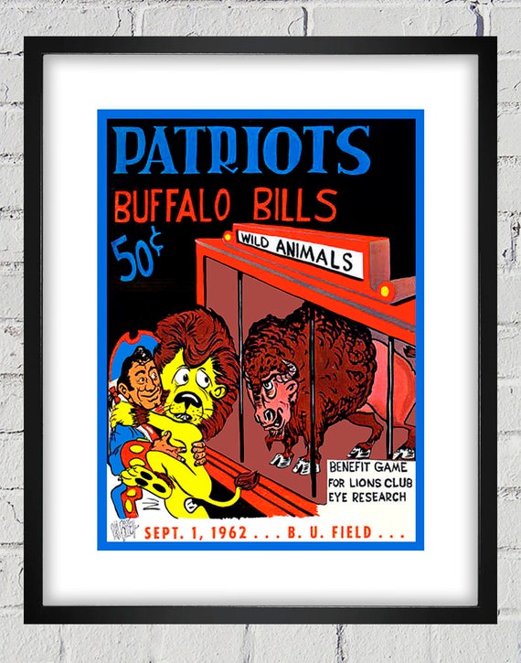 1962 Vintage Buffalo Bills - Boston Patriots Football Program Cover - Digital Reproduction