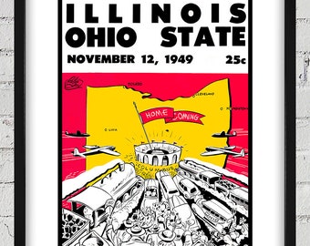 1949 Vintage Illinois  - Ohio State Football Program Cover  - Digital Reproduction