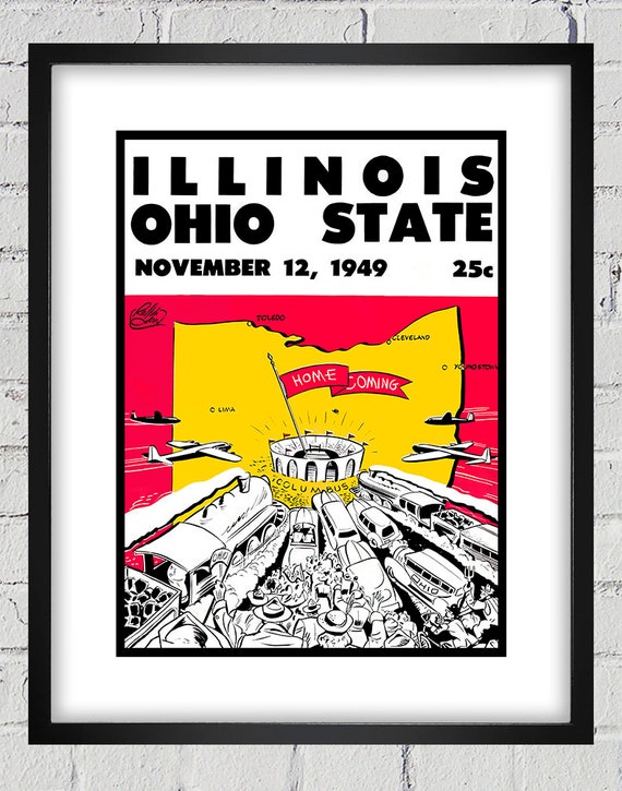 1949 Vintage Illinois  - Ohio State Football Program Cover  - Digital Reproduction