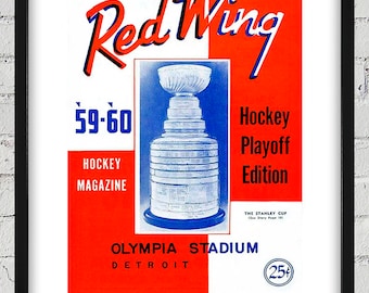 1959-1960 Vintage Detroit Red Wings Hockey Program Cover - Digital Reproduction