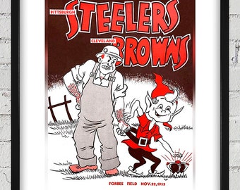 1953 Vintage Pittsburgh Steelers - Cleveland Browns Football Program Cover - Digital Reproduction
