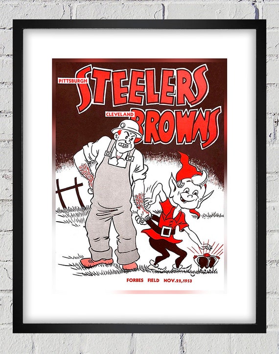 1953 Vintage Pittsburgh Steelers - Cleveland Browns Football Program Cover - Digital Reproduction