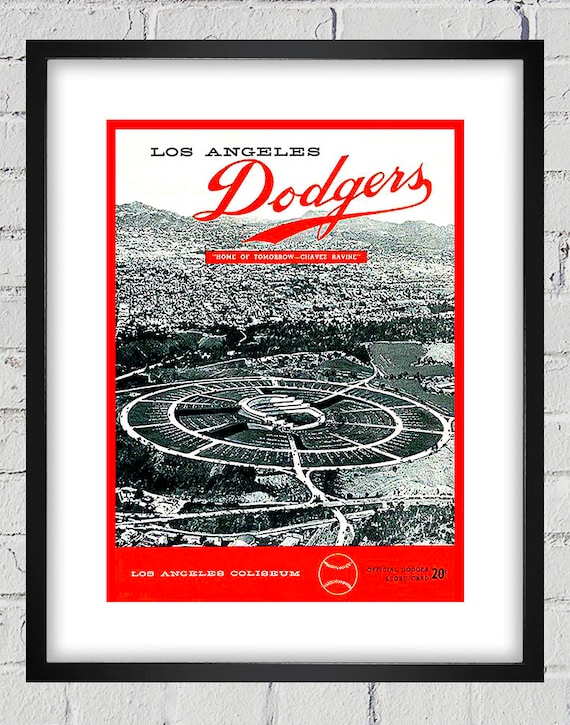 1960 Vintage Los Angeles Dodgers Program Cover - "Home of Tomorrow - Chavez Ravine" - Digital Reproduction - Print or Matted or Framed