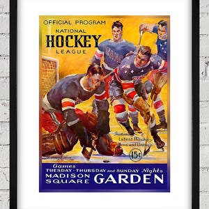 1935-1936 Vintage New York Americans Hockey Programm Titelblatt - Digitale Reproduktion