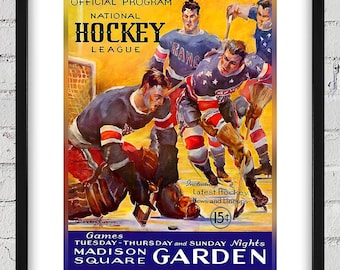 1935-1936 Vintage New York Americans Hockey Program Cover -  Digital Reproduction