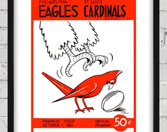 1961 Vintage St. Louis Cardinals - Philadelphia Eagles Football Program Cover - Digital Reproduction