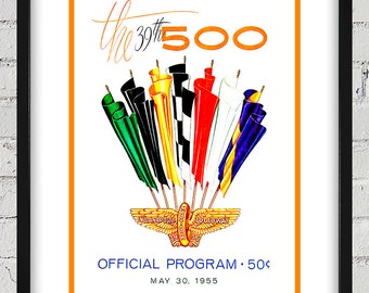 1955 Vintage Indianapolis 500 Racing Program Cover - Digital Reproduction
