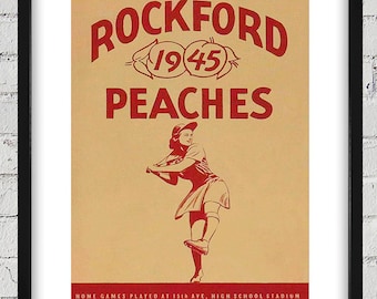 1945 Vintage Rockford Peaches Baseball Yearbook Cover - Digital Reproduction
