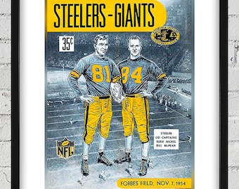 1954 Vintage New York Giants - Pittsburgh Steelers Football Program Cover - Digital Reproduction