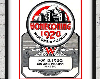 1920 Vintage Wisconsin Badgers - Illinois Fighting Illini Football Program Cover - Digital Reproduction